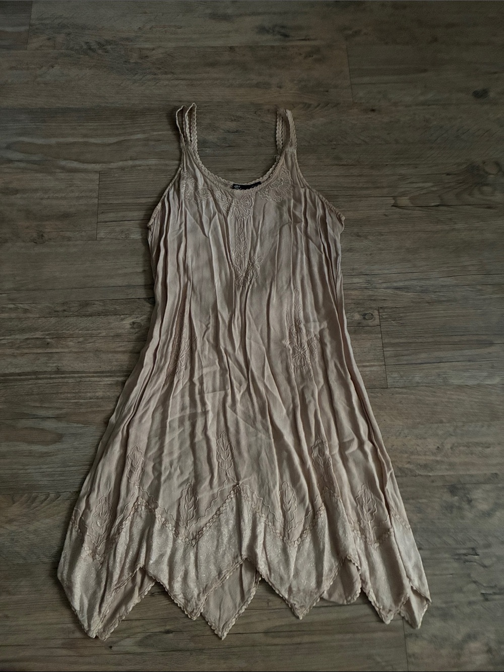 Women's Sleeveless Handkerchief Hem Dress in Beige